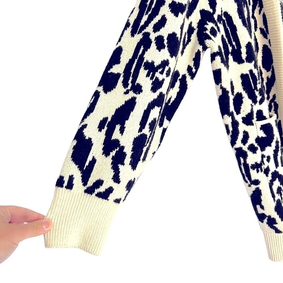 Who What Wear Leopard Print Chunky Open Cardigan Cream Black Size L - Picture 7 of 10